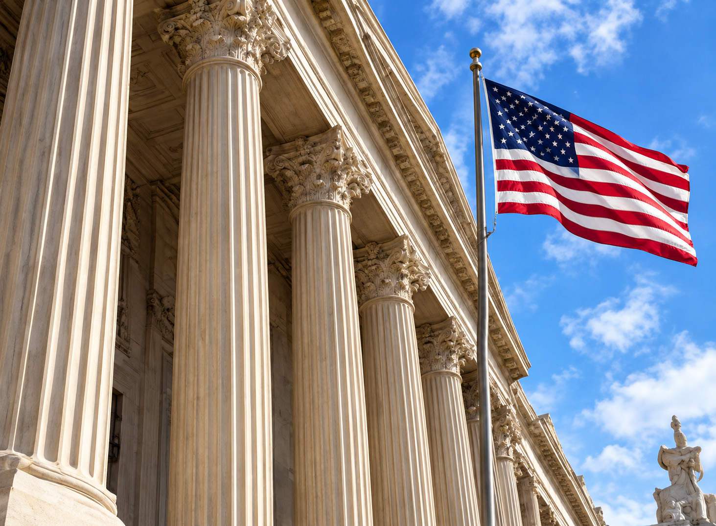 Monumental Courthouse and American Flag
