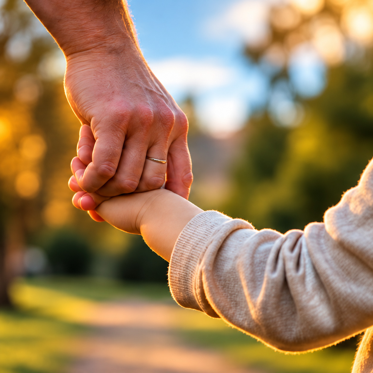 Parent holding child's hand